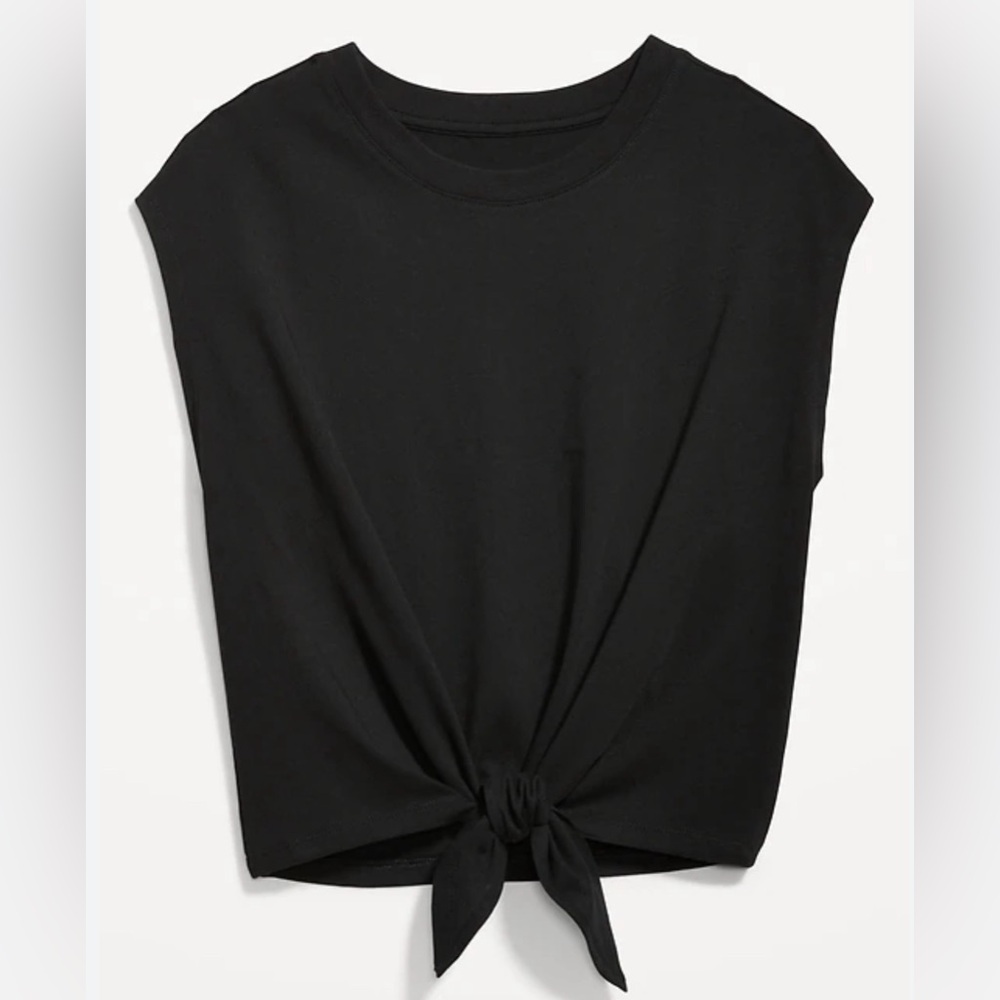 Tie Front Black Top Tank Top Cami  Size L. NWT